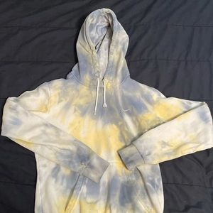 Vintage Nike Hoodie Tie Dye Blue And Yellow